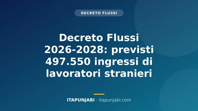 Decreto Flussi 2026-2028: previsti 497.550 ingressi di lavoratori stranieri